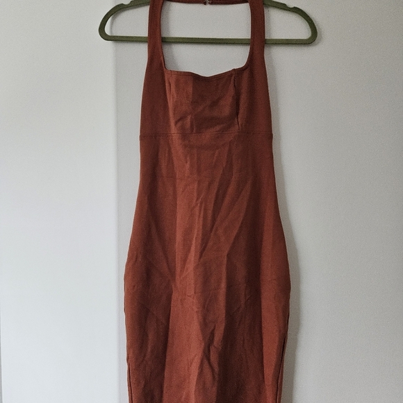 12th Tribe Orange Sheath Halter Dress - Picture 1 of 5